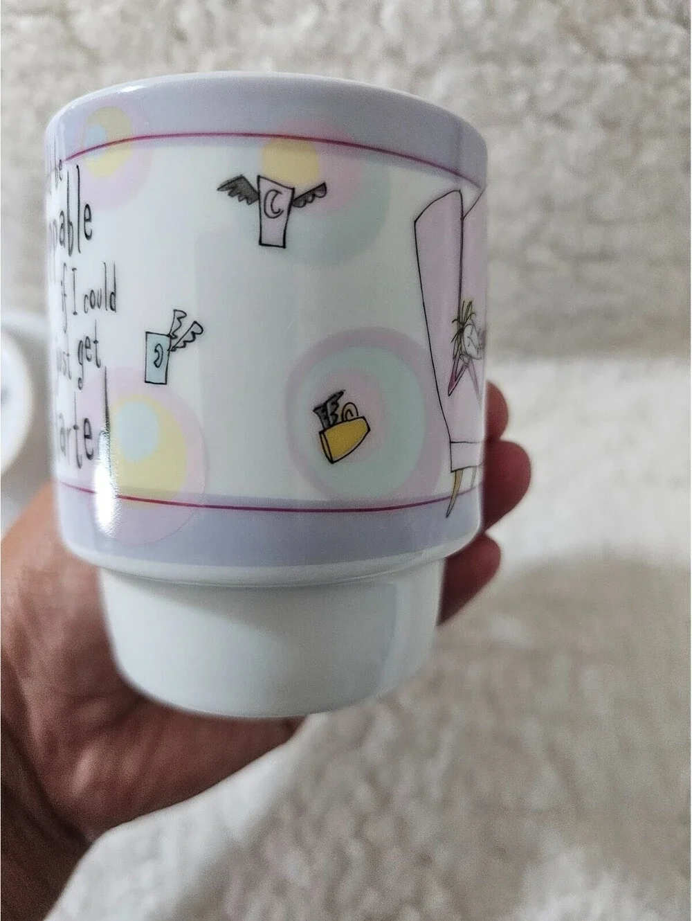 (2pc) Born To Shop Stacking Coffee Mugs Humor 3.5